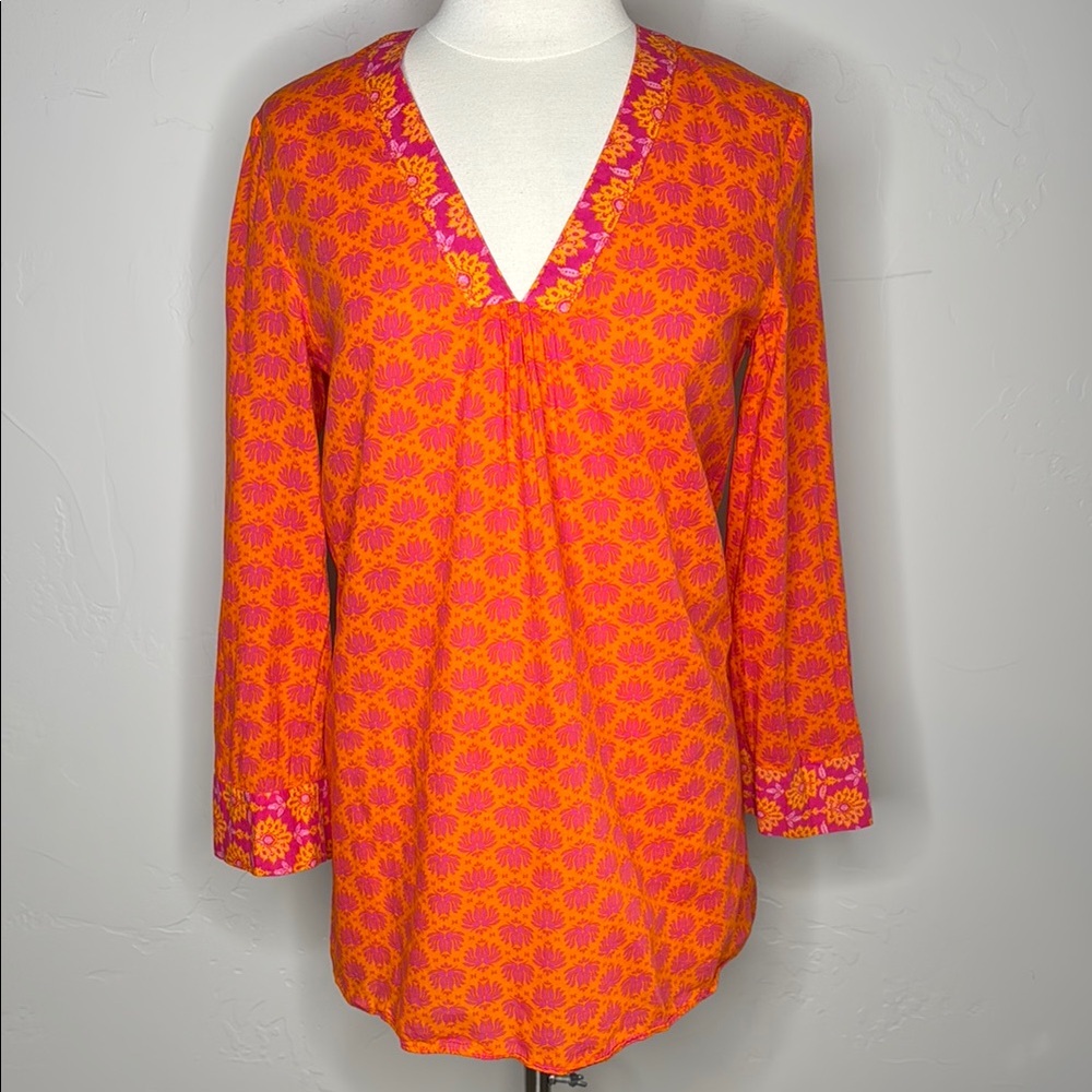 Zara Orange and Pink Women's Top or Dress Size Small